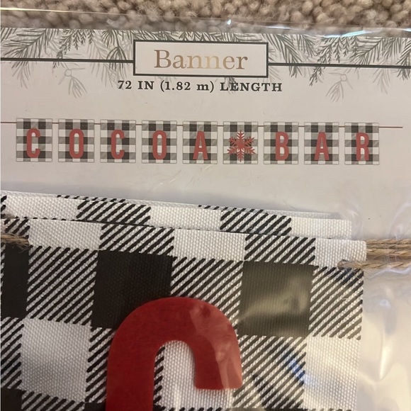 Black White Buffalo Plaid Red Cocoa Bar Garland Banner NWT - Picture 2 of 2